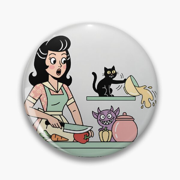 Item preview, Vintage Housewife Kitchen Chaos Black Cat Imp designed and sold by bellaever.