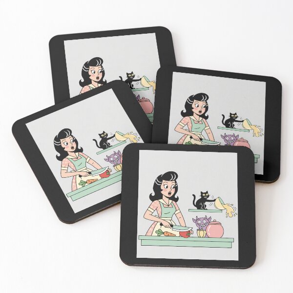 Item preview, Vintage Housewife Kitchen Chaos Black Cat Imp designed and sold by bellaever.