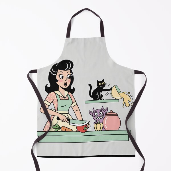 Item preview, Vintage Housewife Kitchen Chaos Black Cat Imp designed and sold by bellaever.