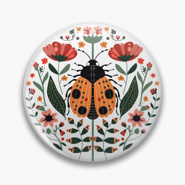 Item preview, Scandinavian Folk Art, Ladybug With Flowers designed and sold by xiao xuans.