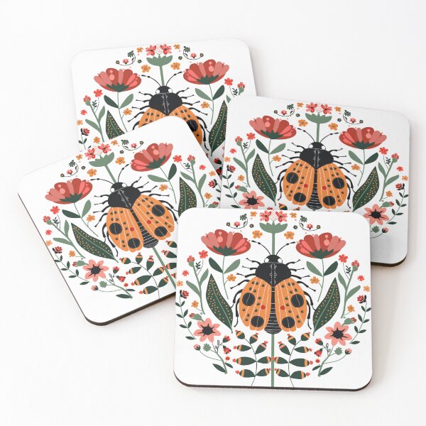 Item preview, Scandinavian Folk Art, Ladybug With Flowers designed and sold by xiao xuans.