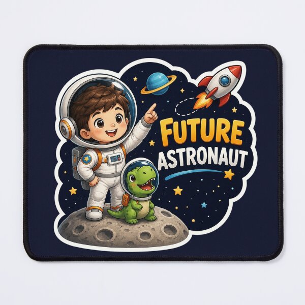 Item preview, Future Astronaut with Dino Cute Kids Sticker | Space Adventure Cartoon Design designed and sold by Pransis_Diginer_26.
