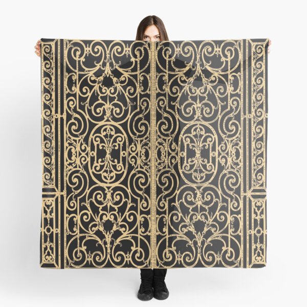 French Wrought Iron Gate | Louis XV Style | Black and Gold | Scarf