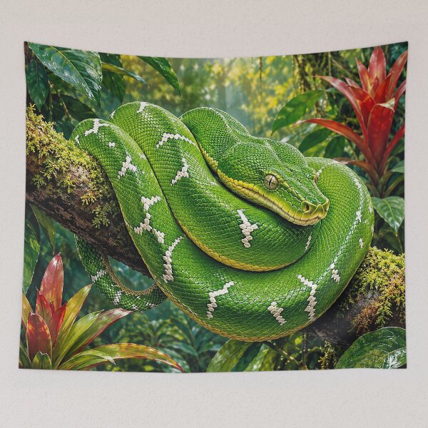 Item preview, Green Tree Python in Rainforest designed and sold by Pixel Junkies Studio.
