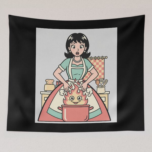 Item preview, Retro Kitchen Cook & Friendly Fire Pot designed and sold by bellaever.