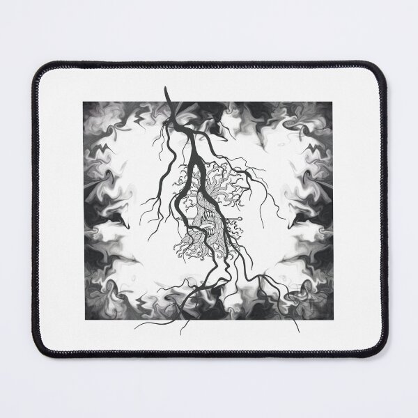 Item preview, Dark Root Smoke Art – Black and White Abstract Tree Roots Nature Design designed and sold by DervoTeck2767.