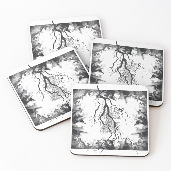 Item preview, Dark Root Smoke Art – Black and White Abstract Tree Roots Nature Design designed and sold by DervoTeck2767.