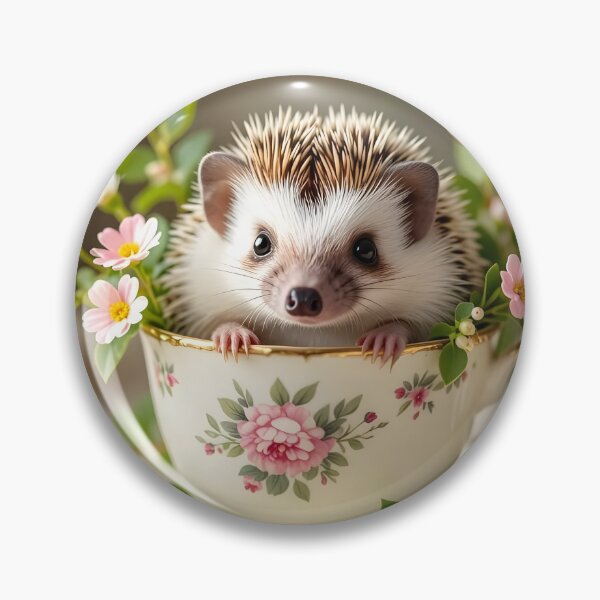 Item preview, Baby Hedgehog in a Floral Teacup designed and sold by Dragonfly-Magic.