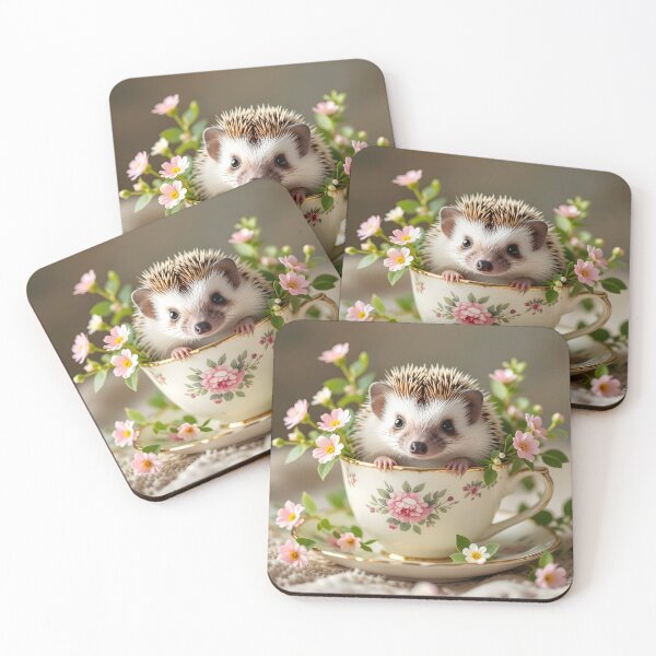 Item preview, Baby Hedgehog in a Floral Teacup designed and sold by Dragonfly-Magic.