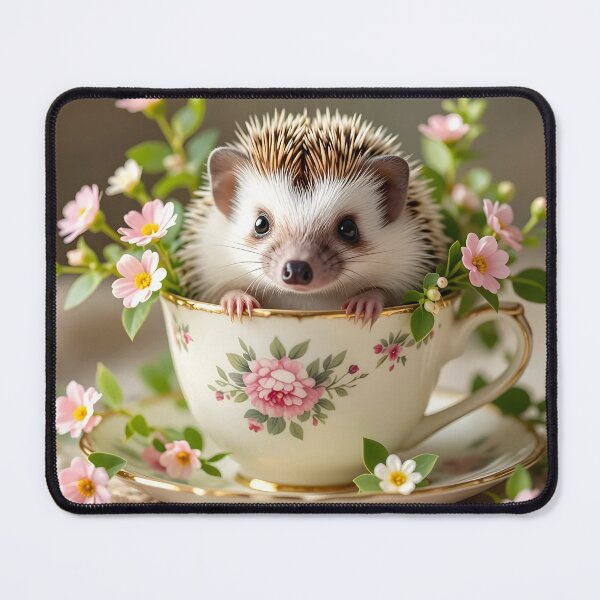 Item preview, Baby Hedgehog in a Floral Teacup designed and sold by Dragonfly-Magic.