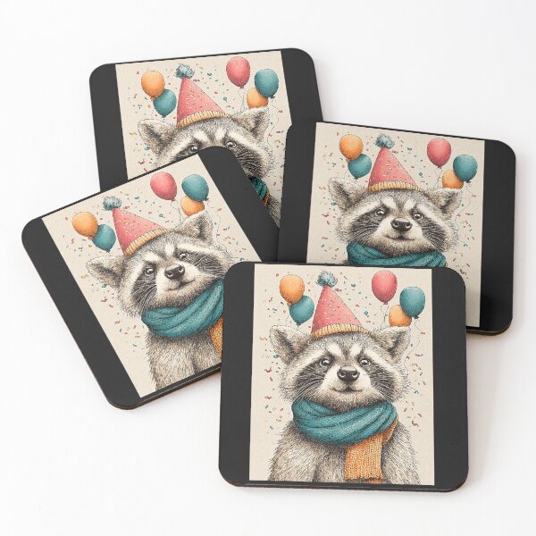 Item preview, Raccoon Birthday Design Confetti Retro Pop Art designed and sold by Littermin.