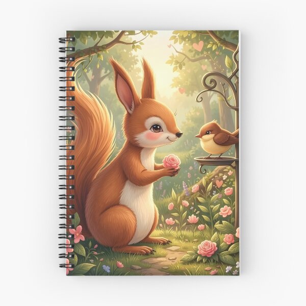 Item preview, Squirrel Offering a Rose to a Little Bird in a Garden designed and sold by Dragonfly-Magic.