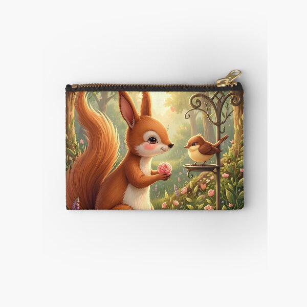 Item preview, Squirrel Offering a Rose to a Little Bird in a Garden designed and sold by Dragonfly-Magic.