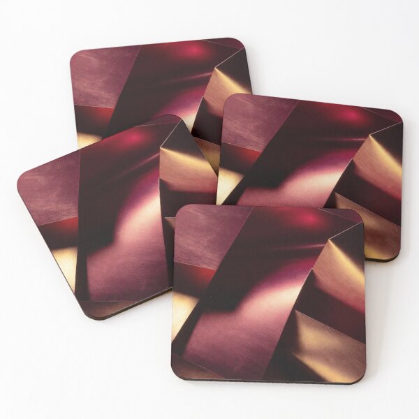 Item preview, Deep Red and Gold Metallic Ribbon Art designed and sold by IntelliMindDesigns.