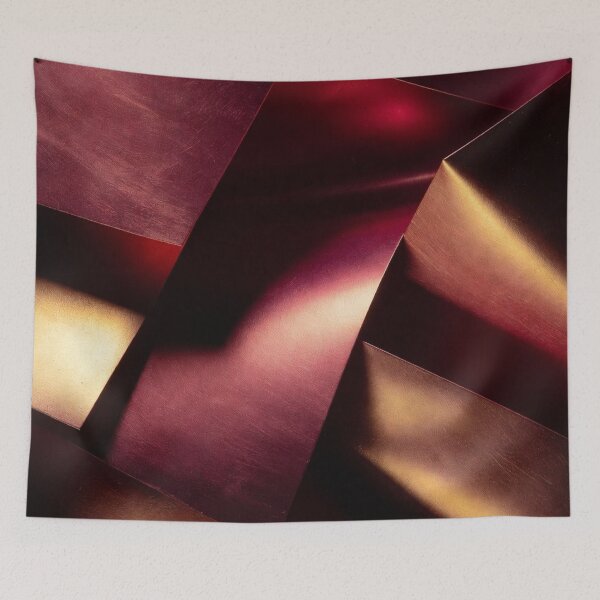 Item preview, Deep Red and Gold Metallic Ribbon Art designed and sold by IntelliMindDesigns.
