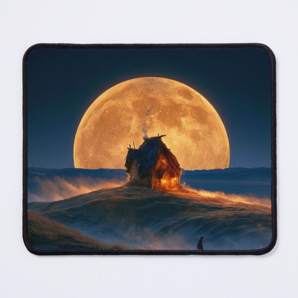 Item preview, Moonlit Fantasy Cottage | Giant Full Moon Landscape Art designed and sold by GSizzle1.