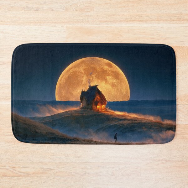 Item preview, Moonlit Fantasy Cottage | Giant Full Moon Landscape Art designed and sold by GSizzle1.