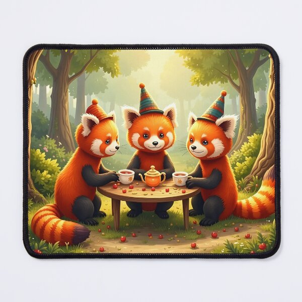 Item preview, Three Red Pandas Having a Tea Party in the Forest designed and sold by Dragonfly-Magic.