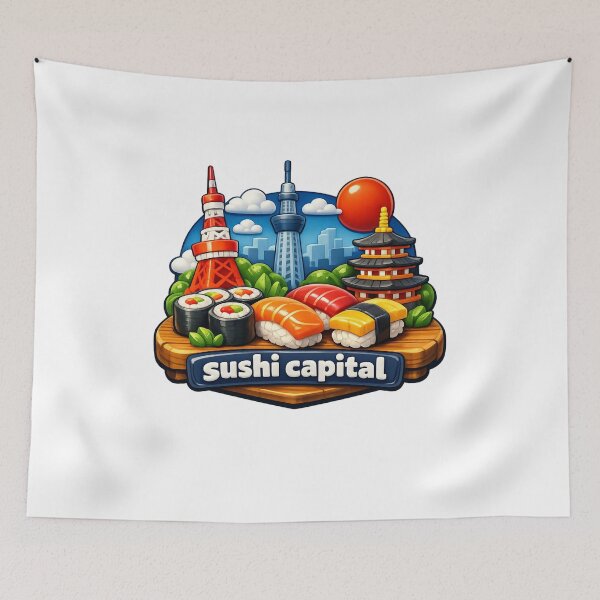 Item preview, Japanese Sushi Capital Cityscape Art designed and sold by Dresut.