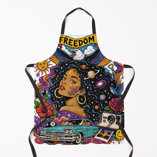 Item preview, Freedom Within | Cosmic Boho Girl, Eagle & Vintage Car Retro Psychedelic Art designed and sold by ravuh.