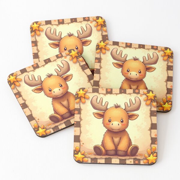 Item preview, Cute Baby Moose with Big Antlers Autumn Border designed and sold by Dragonfly-Magic.