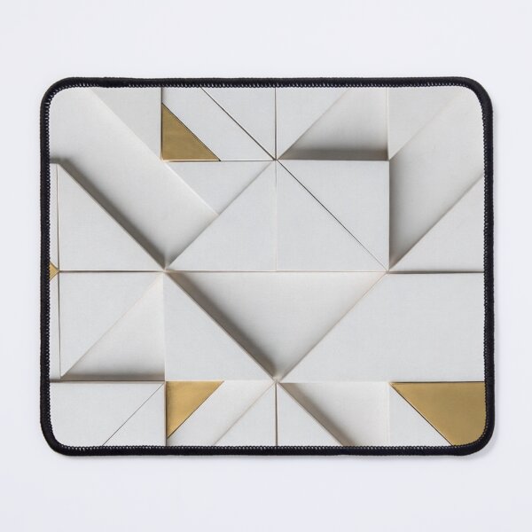 Item preview, White Geometric Tile with Gold Triangles designed and sold by IntelliMindDesigns.