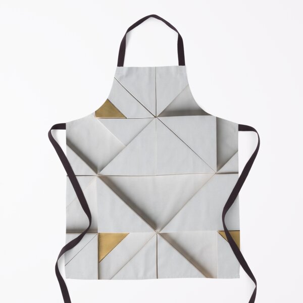 Item preview, White Geometric Tile with Gold Triangles designed and sold by IntelliMindDesigns.