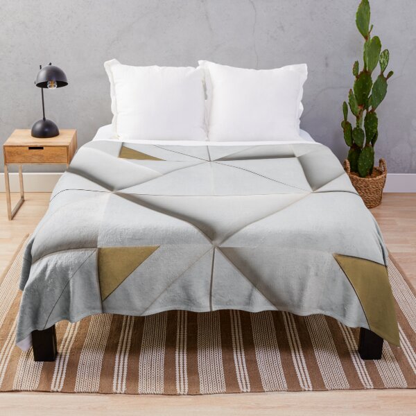 Item preview, White Geometric Tile with Gold Triangles designed and sold by IntelliMindDesigns.