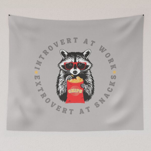 Item preview, Introvert at Work Extrovert at Snacks, Raccoon and Chips designed and sold by Shedronpanda.