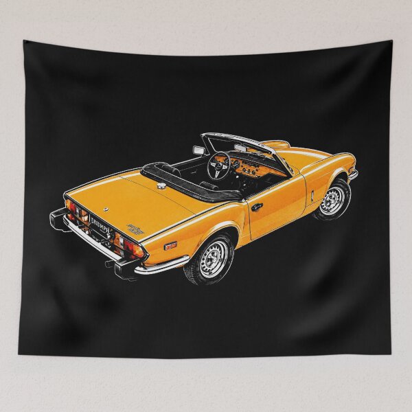 Item preview, 1975 Triumph Spitfire 1500 – Yellow British Roadster Convertible Art designed and sold by Stinky Lincy's Apparel Company.