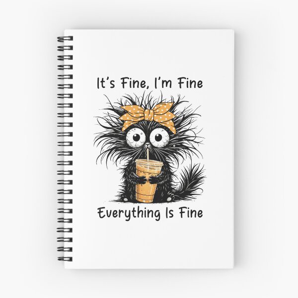 Item preview, Funny Black Cat Coffee Ice It's Fine I'm Fine designed and sold by jackelmbradyt.