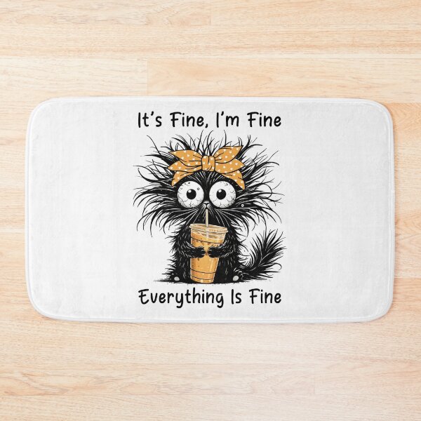Item preview, Funny Black Cat Coffee Ice It's Fine I'm Fine designed and sold by jackelmbradyt.