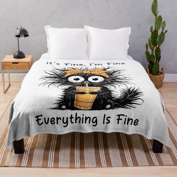Item preview, Funny Black Cat Coffee Ice It's Fine I'm Fine designed and sold by jackelmbradyt.