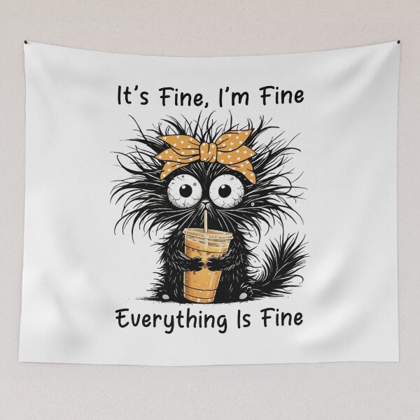 Item preview, Funny Black Cat Coffee Ice It's Fine I'm Fine designed and sold by jackelmbradyt.