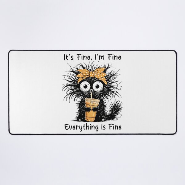 Item preview, Funny Black Cat Coffee Ice It's Fine I'm Fine designed and sold by jackelmbradyt.