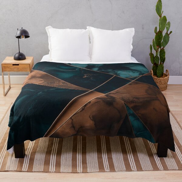 Item preview, Teal Copper Triangular Marble Mosaic Art designed and sold by IntelliMindDesigns.