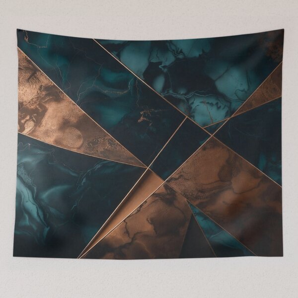 Item preview, Teal Copper Triangular Marble Mosaic Art designed and sold by IntelliMindDesigns.