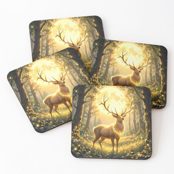Item preview, Magical Moonlit Stag in an Enchanted Forest designed and sold by Dragonfly-Magic.