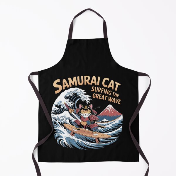 Item preview, Samurai Cat Surfing The Great Wave Japan Ocean designed and sold by Littermin.