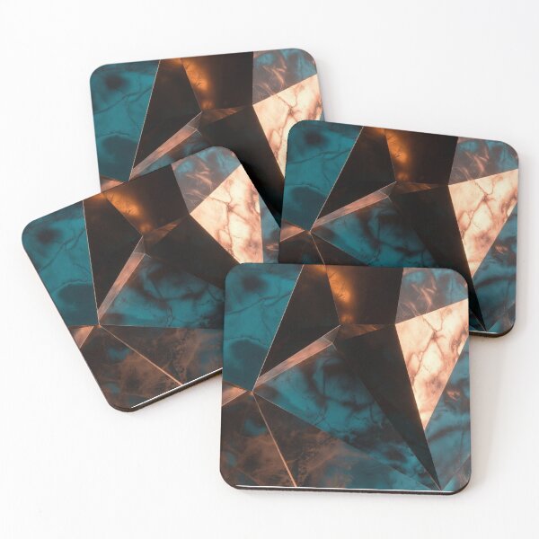 Item preview, Faceted Teal and Copper Shard Abstract Pattern designed and sold by IntelliMindDesigns.