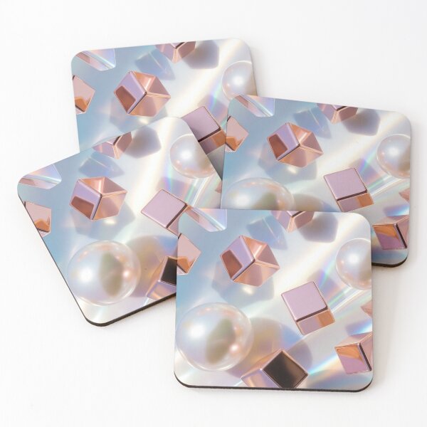 Item preview, Pearlescent Floating Cubes and Spheres Art designed and sold by IntelliMindDesigns.