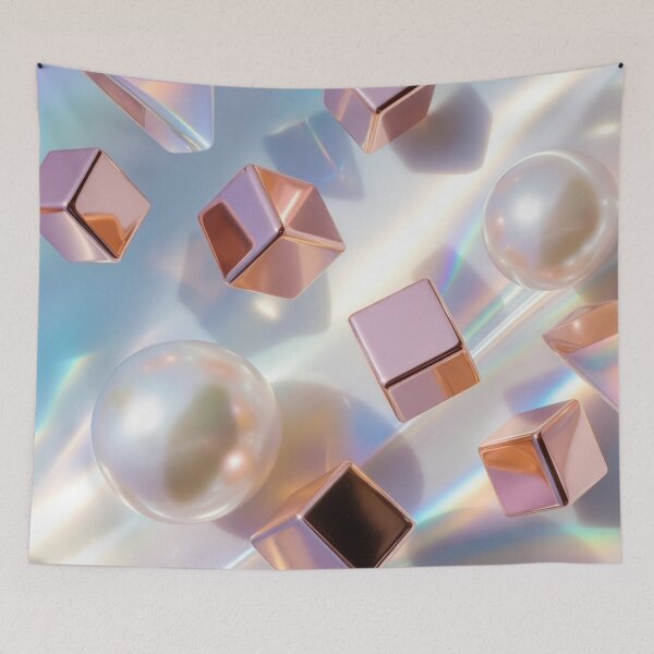 Item preview, Pearlescent Floating Cubes and Spheres Art designed and sold by IntelliMindDesigns.