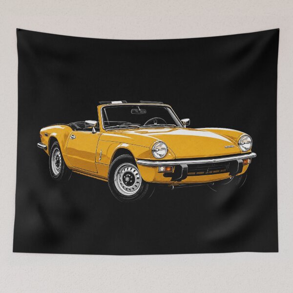 Item preview, 1975 Triumph Spitfire – Yellow Classic British Roadster Art designed and sold by Stinky Lincy's Apparel Company.