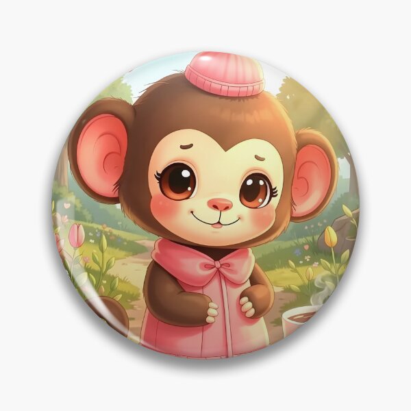 Item preview, Cute Monkey with Morning Tea in a Garden designed and sold by Dragonfly-Magic.