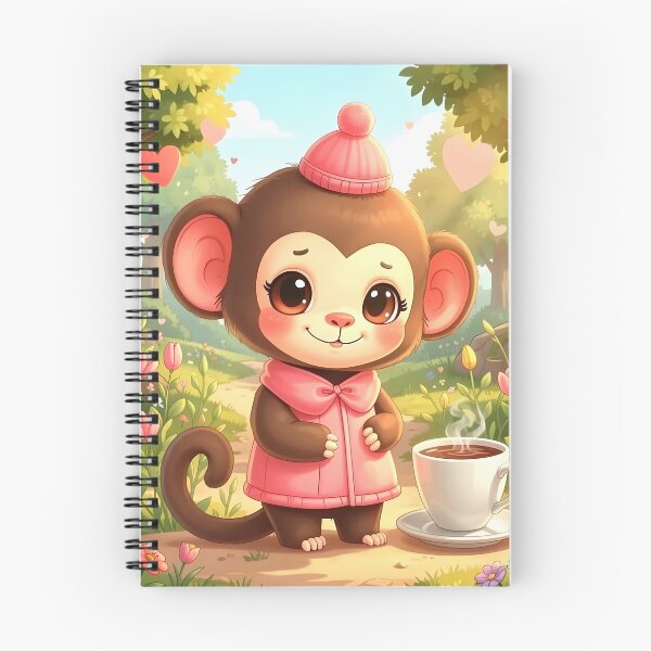 Item preview, Cute Monkey with Morning Tea in a Garden designed and sold by Dragonfly-Magic.