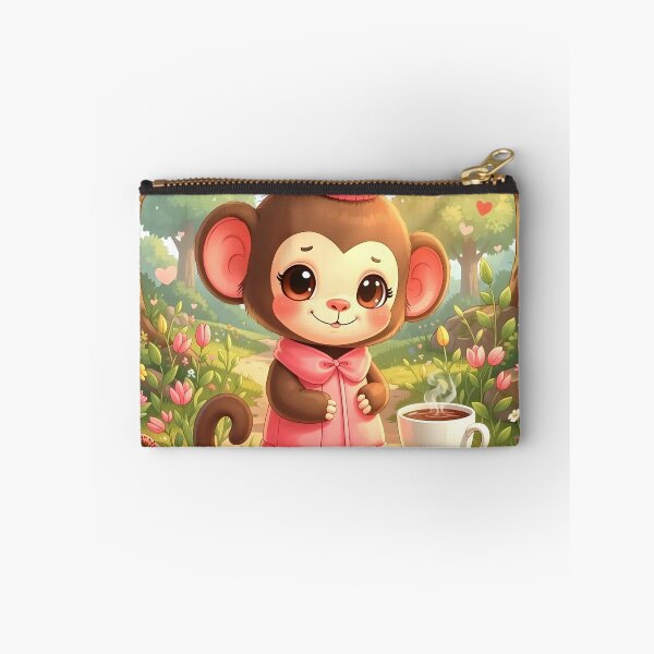 Item preview, Cute Monkey with Morning Tea in a Garden designed and sold by Dragonfly-Magic.