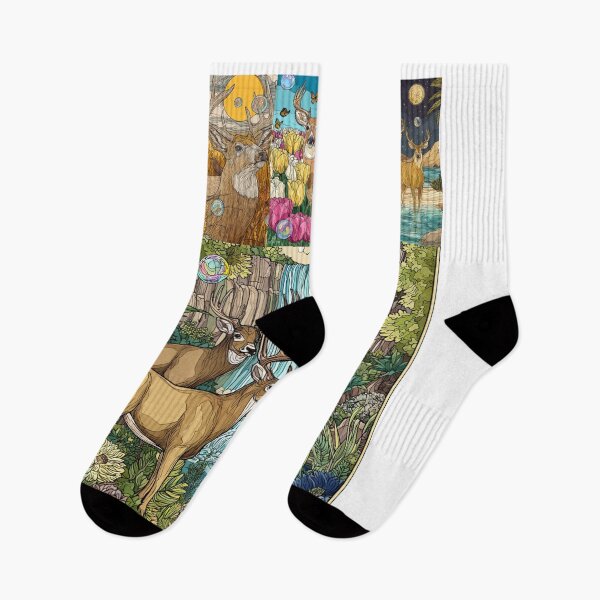 Item preview, Majestic Whitetail Deers in Bubbles, Whitetail Deer Waterfall Paradise, or Enchanted Forest Wildlife Art. designed and sold by TOCOCLAWS.