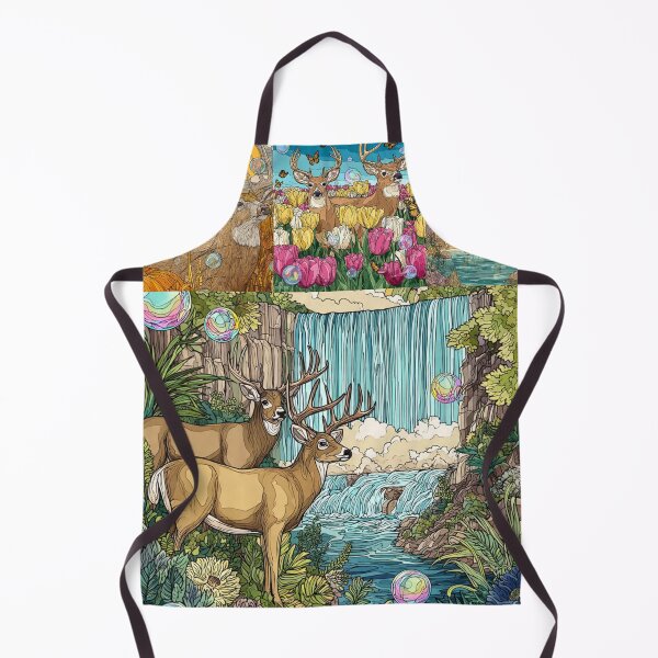 Item preview, Majestic Whitetail Deers in Bubbles, Whitetail Deer Waterfall Paradise, or Enchanted Forest Wildlife Art. designed and sold by TOCOCLAWS.