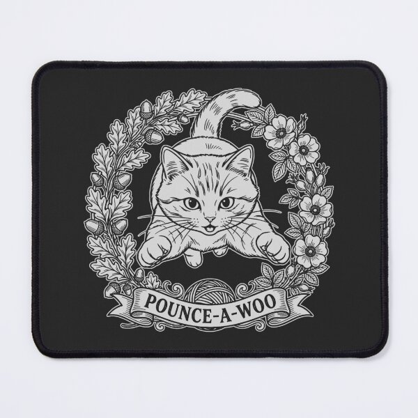 Item preview, Pouncing Cat with Floral Wreath - White Silhouette designed and sold by sxtfejvseyn.