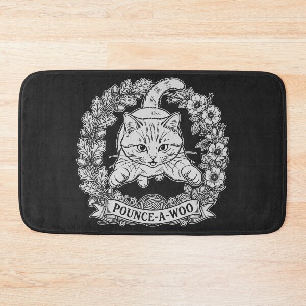 Item preview, Pouncing Cat with Floral Wreath - White Silhouette designed and sold by sxtfejvseyn.